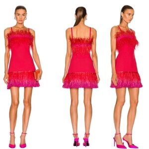 STAUD Etta Pink Feathered Dress - brand new without tags - size XL - gorgeous!!!